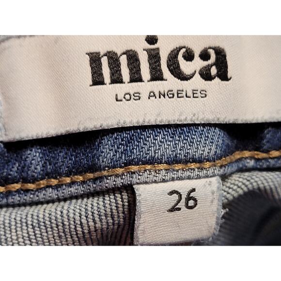 Mica Los Angeles Low-Rise Cropped Distressed Jeans w Raw hems Womens Sz 26 - Picture 8 of 10